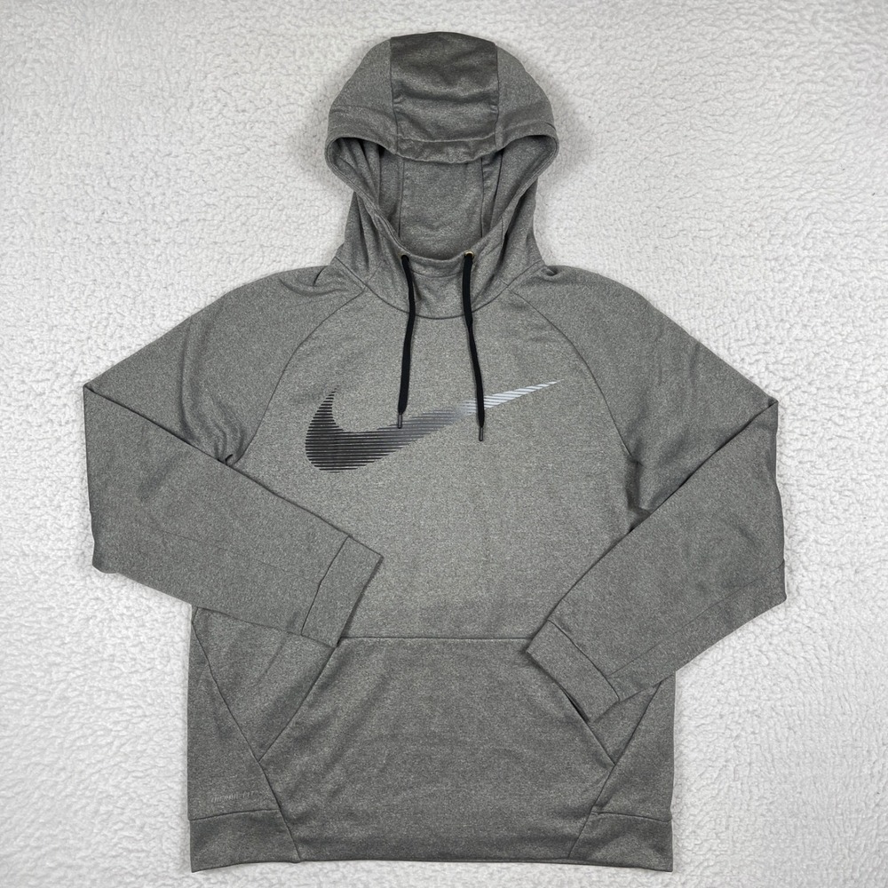Nike Hoodie Mens Large Gray Therma-FIT Swoosh Pullover‎ 813159-091 Athletic